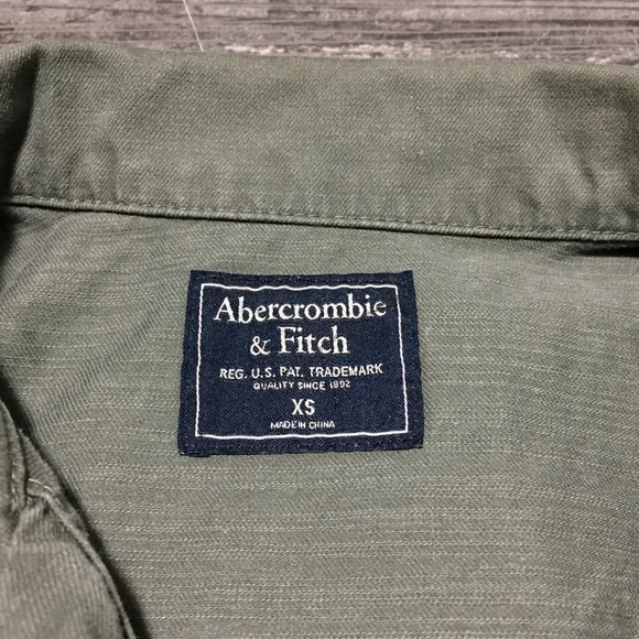 Abercrombie Fitch Shirt Jacket Men’s XS Green Canvas Military Pockets - Picture 7 of 10